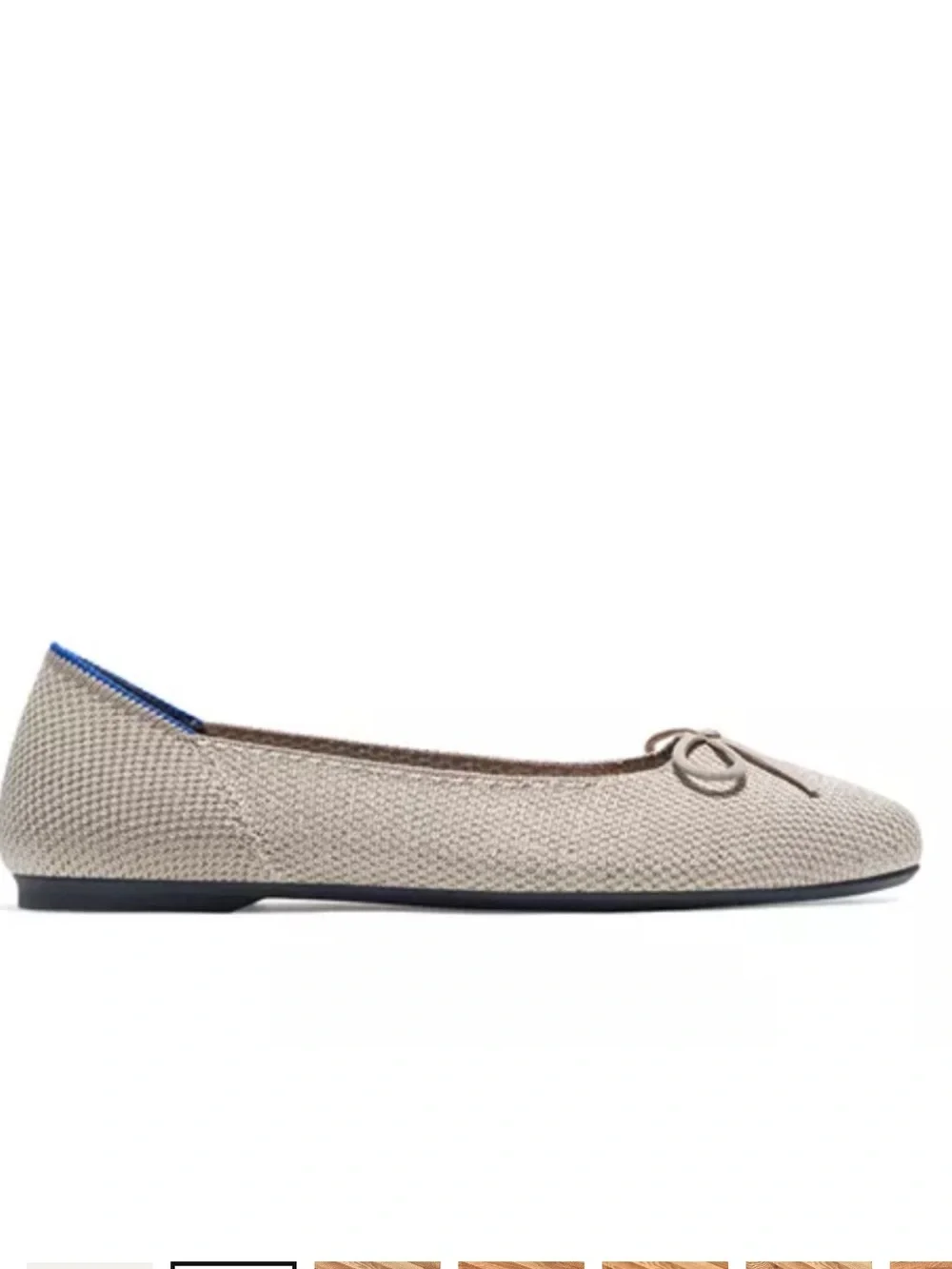 Rothy's Metallic Gold Knit Ballet Flats with Bow